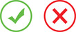 © MdBayezid - Green check mark and red cross mark symbols for accept and reject or true and false choice options