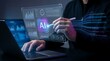 © Yusri Adi - Person using stylus on futuristic AI interface displaying charts