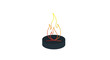 © Bak - Minimalist campfire icon with gradient flames on dark base, isolated on white background