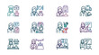 © aef - Diverse Professions Line Icons: Career Diversity, Women in Business, Hospitality, Science, Education