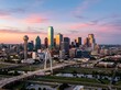© Mdjahangir - Stunning aerial view of the dallas texas skyline at sunset with the margaret hunt hill bridge