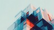 © Tanakrit - A modern glass building with overlapping reflections and geometric shapes under a pale sky, featuring blue and orange hues.
