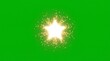 © Aromas - Estrella brillante con destellos sobre fondo verde chroma key.  ideal para efectos visuales, composición digital, transiciones y proyectos de edición de vídeo.