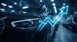 © Lamduan - Car industry growth and auto manufacturing market expansion visualized by an upward trend arrow.