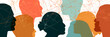 © Selvam - Network of interconnected human head silhouettes representing communication, collaboration, and diverse minds