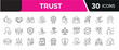 © Icon Home - Trust Line Icons Set – Reputation, Credibility, Customer Confidence, Reliability and Security Outline Vector Collection