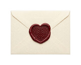 Romantic envelope png Vintage love letter cutout Cream mail png Heart wax seal envelope png Elegant stationery cutout Red heart seal letter isolated transparent background image