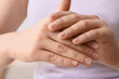 © Pixel-Shot - Womans hands with natural nails, skin care and beauty concept, healthy hands and fingers, close up