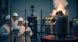 © DigitalSpace - Researchers collecting safety and structural data from carbonfiber cryogenic tank during controlled explosive burst test in secure facility.