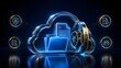 © Add Win - Robust Cloud Data Security Concept Featuring a Digital Vault for Advanced File Protection and Secure Online Storage Solutions