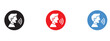 © Qureshi - Speaking person icons in circular badges with sound waves, speaking