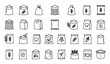 © Icon Zone - Wheat Flour Bag Icon Set Grain Sack Packaging Thin Line Flat Vector Collection