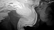© Jassem - Abstract digital fluid art featuring smooth glossy black and silver liquid metal texture.