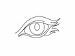 © Create - A stylized abstract eye is elegantly drawn with a single continuous line in a minimalist black and white vector illustration, isolated on a crisp white background, conveying a clean and artistic mood.