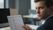 © Daenu - Serious businessman reviewing financial report in modern office