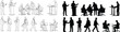 © jamal - Business People Architectural CAD Entourage Vector Scale Figures Vector Outlines and Black Silhouettes Set for Corporate Technical Drawings