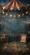 © St Mmh - Vintage Circus Tent with Stage and Decorations for Entertainment.