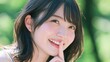 © AI-HAL8 - 指を口元に当てて微笑む可愛い日本人女性の表情素材