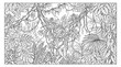 © Sukro - Detailed Tropical Rainforest Plants and Leaves Coloring Page Line Art