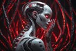 © Marco - Pensive Female Android with Glowing Red Optical Circuitry and Wires