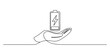 © GOBINDO - Continuous one line drawing of a hand holding a battery with lightning