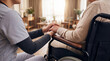© Toma Hieu - Caregiver providing comfort to senior patient sitting in wheelchair at home