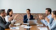 © Ethereal - Diverse business team clapping hands enthusiastically in a modern meeting room, celebrating