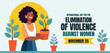 © Nusrat - International day for elimination of violence against women november 25 banner featuring african american woman holding potted plant representing growth and support in flat illustration style