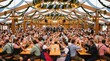 © Christos - Crowds raise beer steins beneath festive decorations in a lively Oktoberfest hall