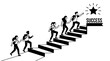 © Iya - Team climbing stairs towards success star, teamwork, ambition, goals