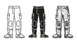 © Ірина Гринюк - Firefighter Pants and Boots Icons in Outline, Solid, and Sketch Styles