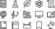 © Ruma - Set of education and school line icons, vector illustration of learning tools and subjects