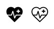 © MdDelowar - Heartbeat and plus sign medical icon set with heartbeat