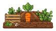© DEDI - vivid vegetable garden with freshly planted carrots lettuce and soil with gardening tools for sustainable farming livelihood