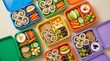 © Canvas Studio - Colorful bento lunch boxes with healthy snacks and fresh food for school or office. nut free meal plan