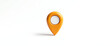 © Emrulkayes01 - 3d orange map pin pointer icon with white circle center showing location place destination travel navigation and finding spot symbol illustration.