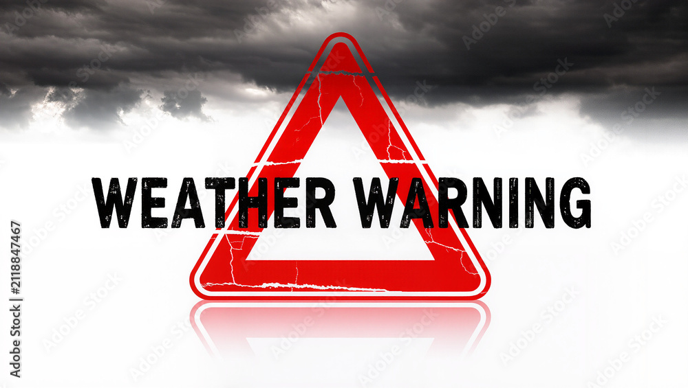 Weather warning sign alerts people about dangerous conditions, severe ...