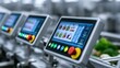 © Sawat - Digital Control Panels in Food Processing Facility Displaying Images of Fresh Ingredients on Touchscreen Monitors for Quality Inspection and Processing Workflow
