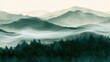 © Naufal - Misty, layered mountains rise above a dark, dense forest canopy