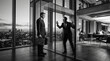 © Ihsan - Businessman arguing with reflection in office window, city skyline