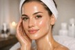 © Nadiia - Radiant woman with glowing hydrated skin after beauty treatment in luxury spa environment