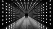 © Lovely - A long dark tunnel illuminated by rows of bright glowing lights creating a symmetrical perspective and futuristic atmosphere