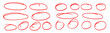 © Uuganbayar - Hand drawn red circle highlight set, marker pen oval scribble collection