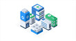 © ahmad - Isometric illustration of modern data storage servers and technology.