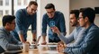 © Goh - Startup Founders Collaborating on AI Technology Project in Modern Office Setting