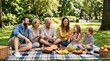 © Nasrul - Family Enjoying Picnic in Park with Fresh Fruit and Bright Sunlight