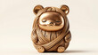 © AI   NEX GEN - Bronze bear sculpture with closed eyes and carved wooden texture