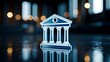 © Be - Bank building model representing finance and banking institution concept