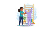 © imelda - Female physical therapist helping senior woman during rehabilitation exercise on wall bars