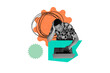 © deagreez - Composite photo collage of unhappy american man surf broke laptop problem freelancer business occupation isolated on painted background
